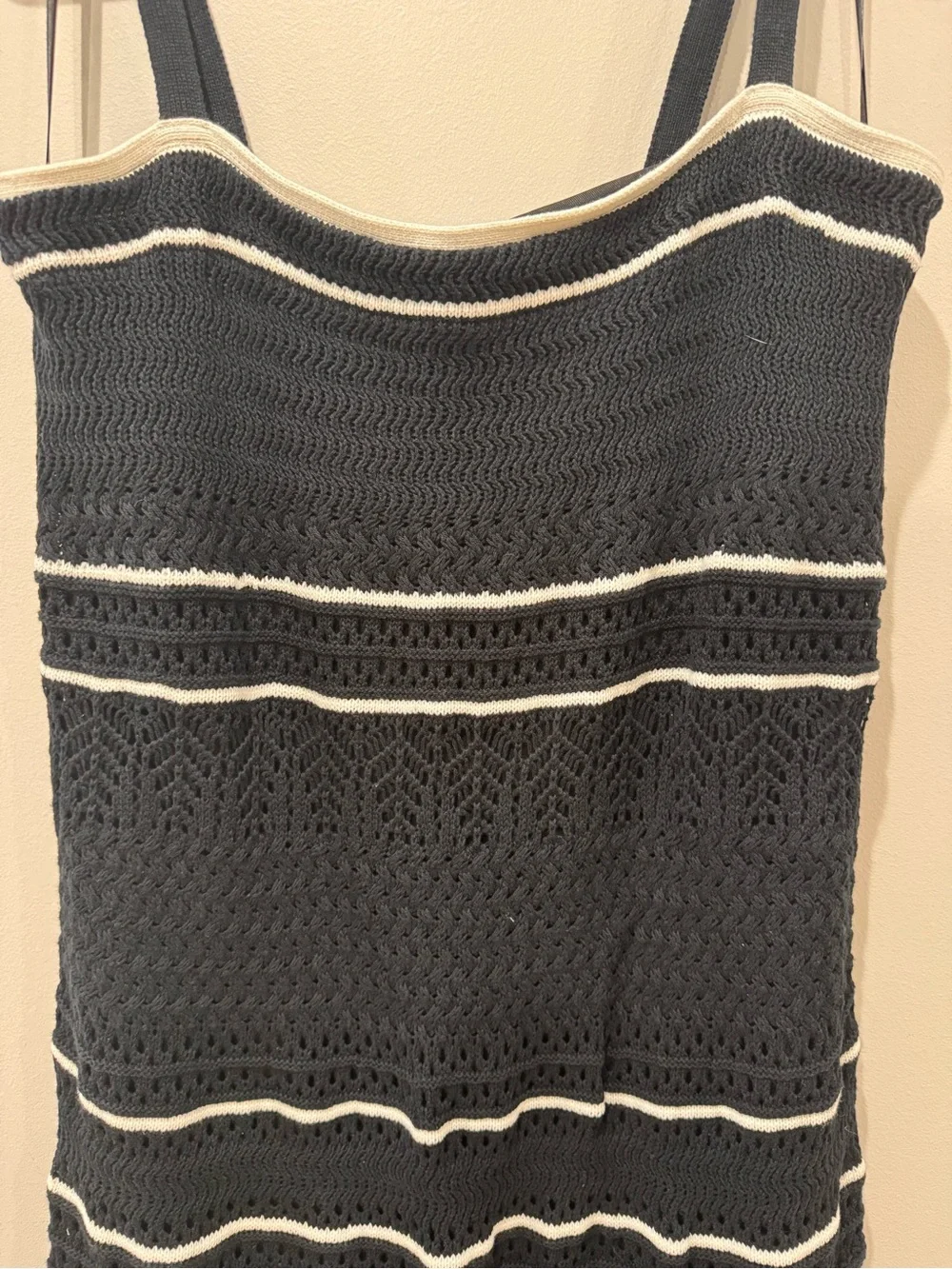 New! Abercrombie & Fitch Sz XL Black and White Crochet Knit Maxi Dress